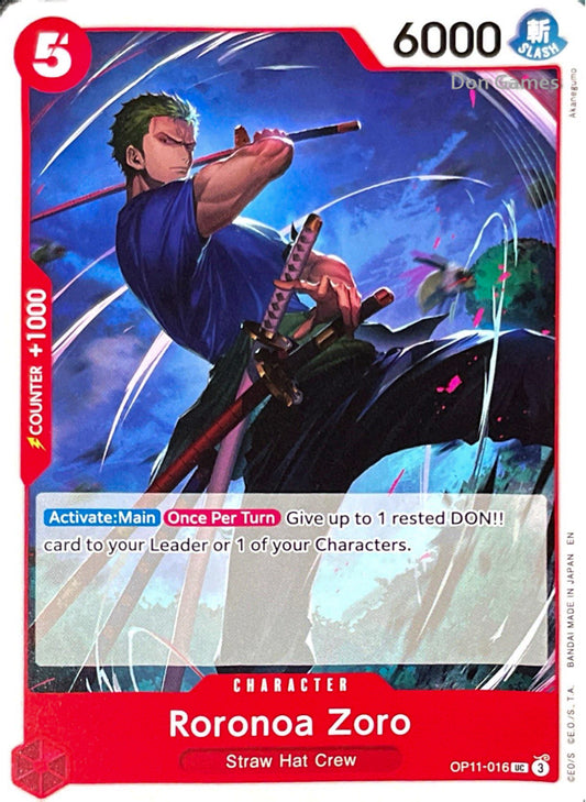 OP11-016 Roronoa Zoro Character Card