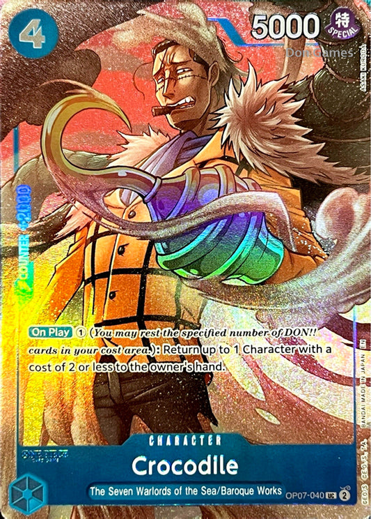 OP07-040 Crocodile Character Card Alternate Art (The Seven Warlords of the Sea Binder Set)