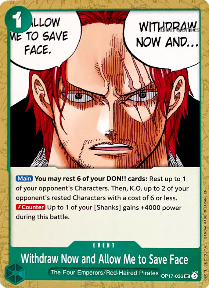 OP17-036 Withdraw Now and Allow Me to Save Face Event Card