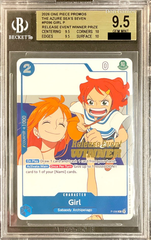 BGS 9.5 P-096 Girl Character Card Alternate Art Release Event Winner