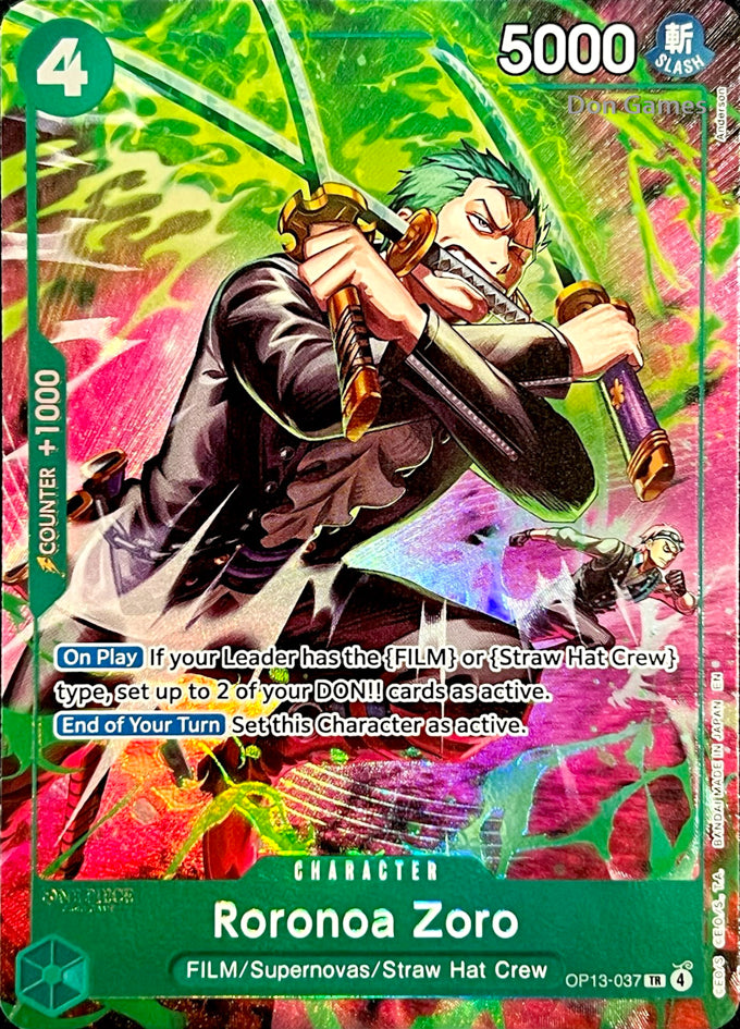 OP13-037 Roronoa Zoro Character Card Treasure Rare Alternate Art
