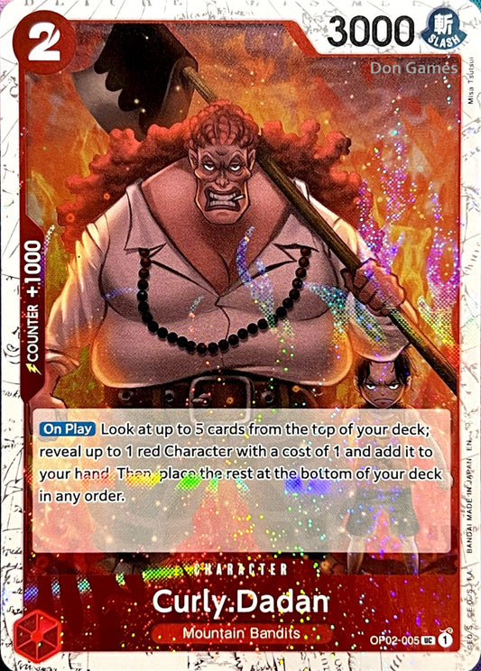 OP02-005 Curly. Dadan Character Card Fire Foil