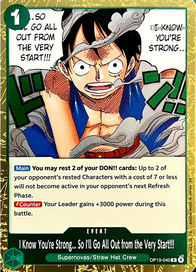 OP13-040 I Know You're Strong... So I'll Go All Out from the Very Start!!! Event Card