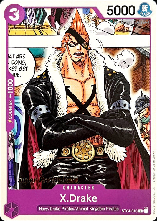 ST04-013 X.Drake Character Card SUPER PRE-RELEASE