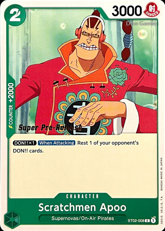 ST02-008 Scratchmen Apoo Character Card SUPER PRE-RELEASE
