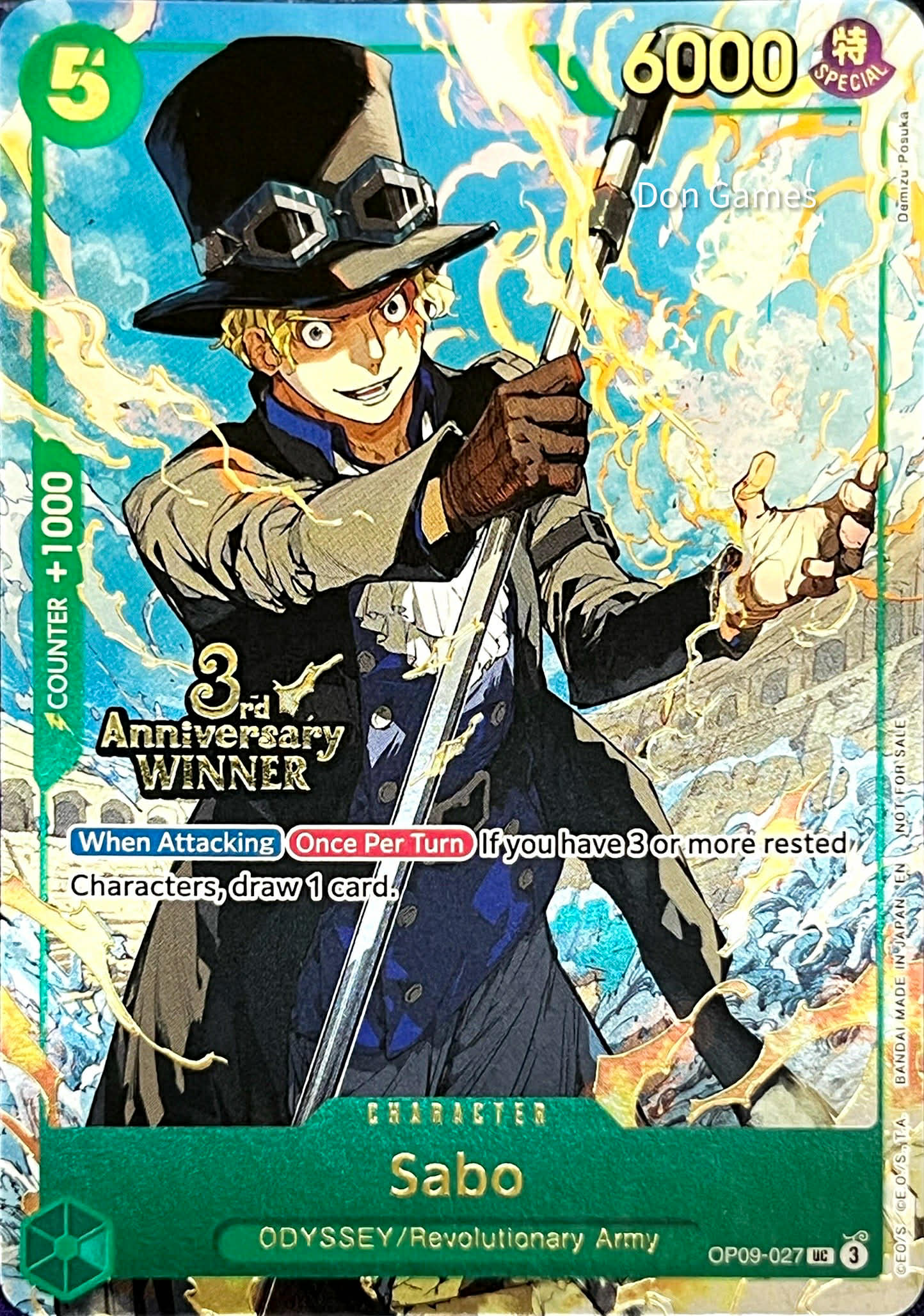 OP09-027 Sabo Character Card 3rd Anniversary Winner Promo