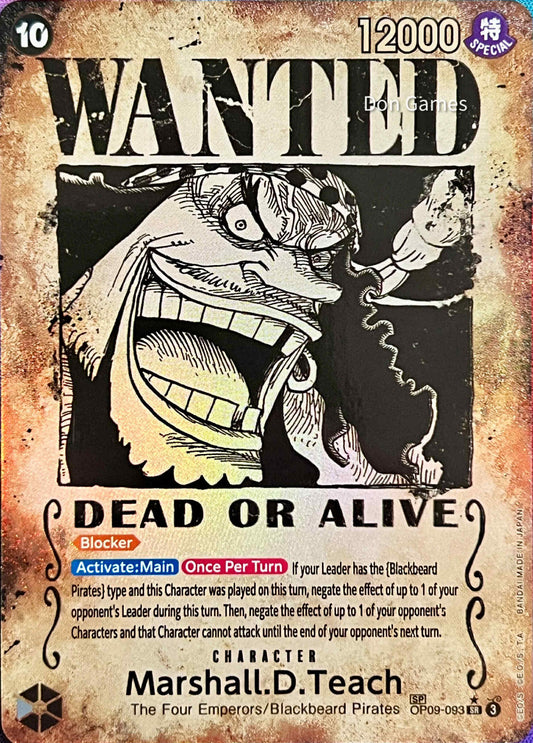 OP09-093 Marshall. D. Teach Character Card Wanted Alternate Art