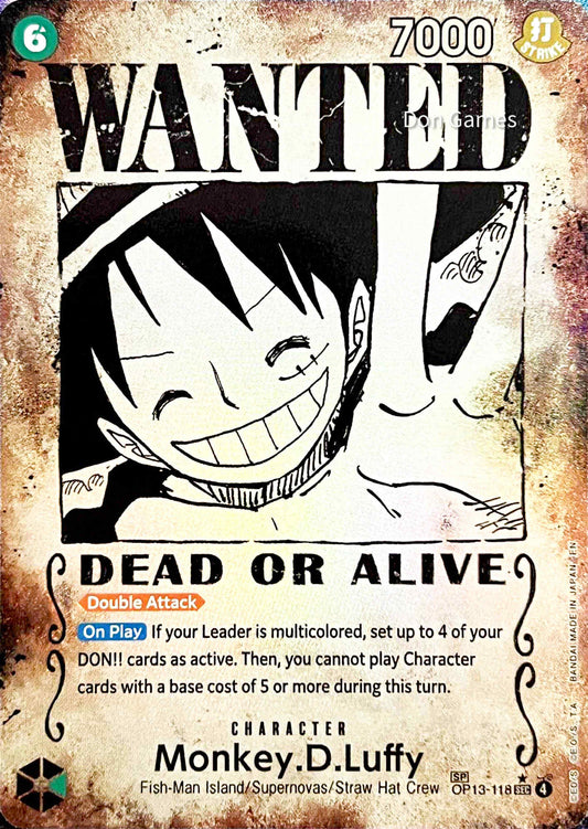 OP13-118 Monkey. D. Luffy Character Card Wanted Alternate Art